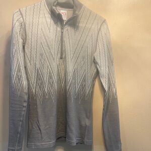 Kari Traa Gray and Cream Half-Zip Pullover